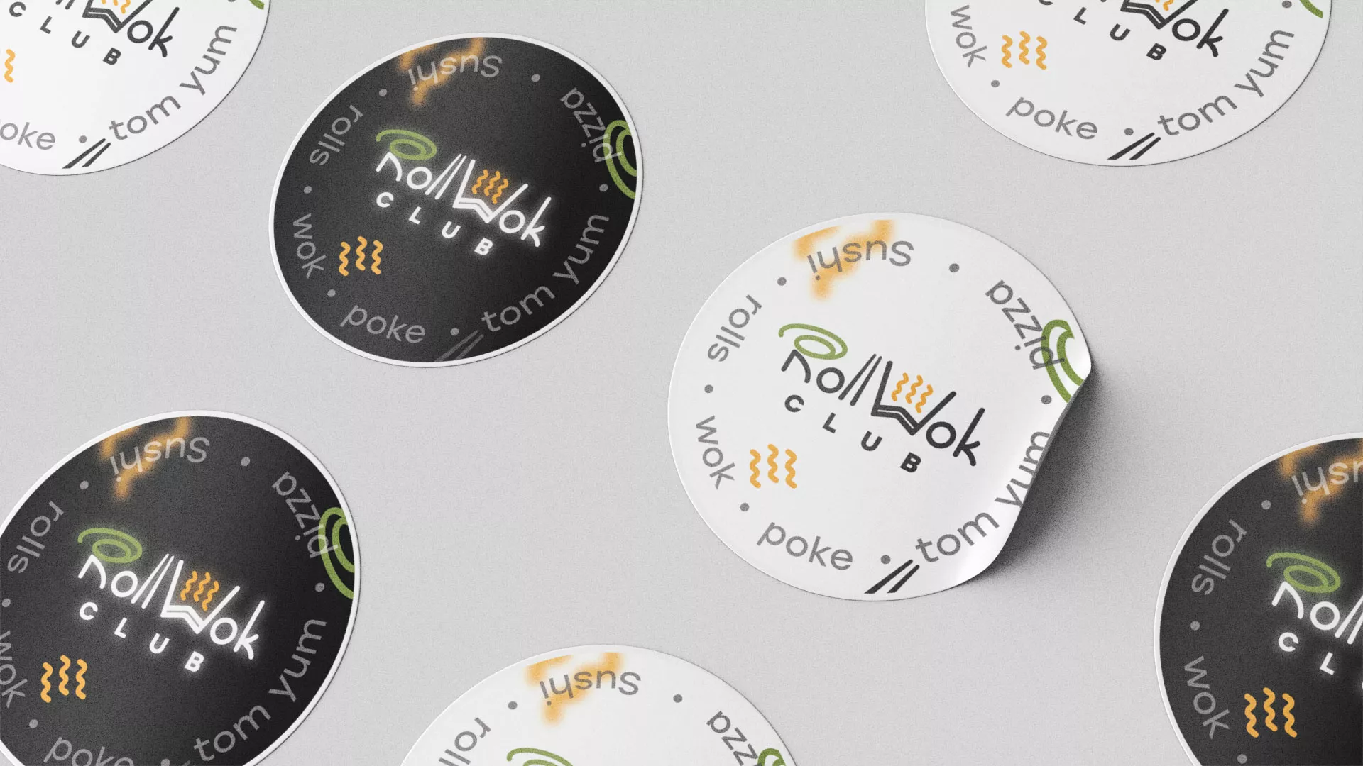 Разработка наклеек для суши-бара «Roll Wok Club» в Елабуге