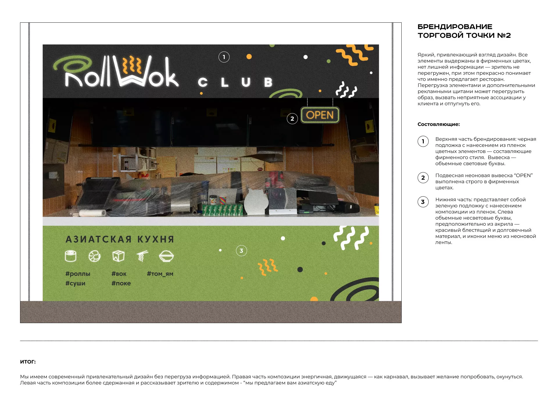 Брендирование торговых точек суши-бара «Roll Wok Club» в Елабуге
